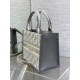 Dior Small Book Tote Bag with Strap in Grey Dior Oblique Canvas