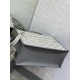 Dior Medium Book Tote Bag with Strap in Oblique Embroidery and Grey Calfskin