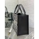 Dior Medium Book Tote Bag with Strap in Plan de Paris Embroidery and Black Calfskin