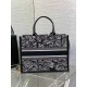 Dior Medium Book Tote Bag with Strap in Plan de Paris Embroidery and Black Calfskin