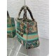 Dior Dioriviera Lady D-Lite Medium Bag in Raffia with Green Toile de Jouy Sauvage Embroidery