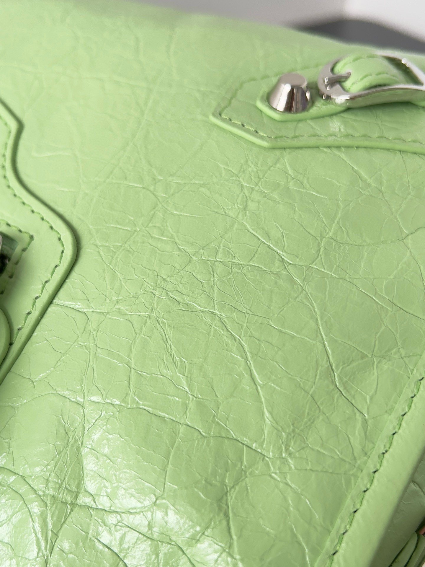 Balenciaga Le City Small Bag in Green Arena Lambskin