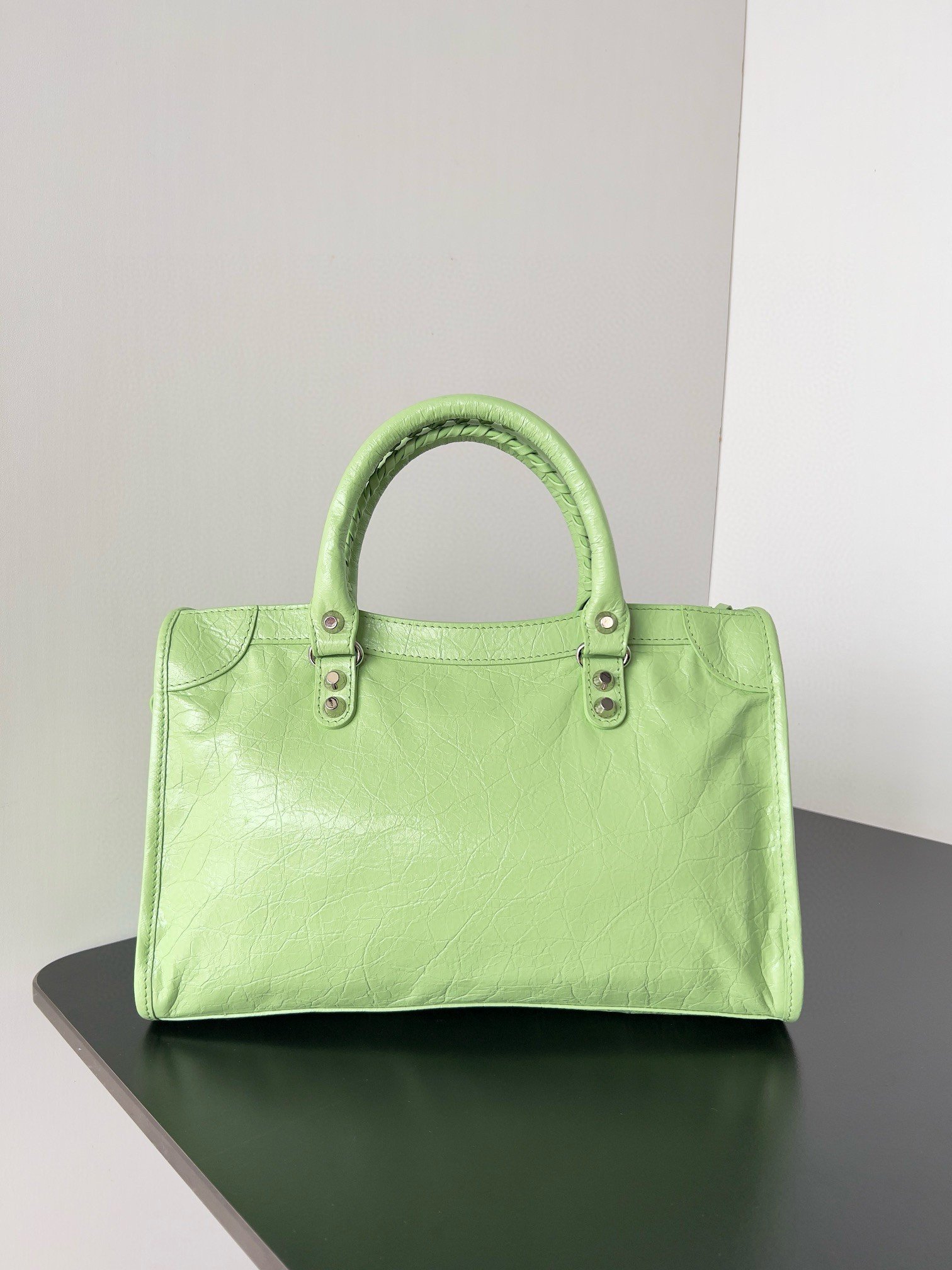 Balenciaga Le City Small Bag in Green Arena Lambskin