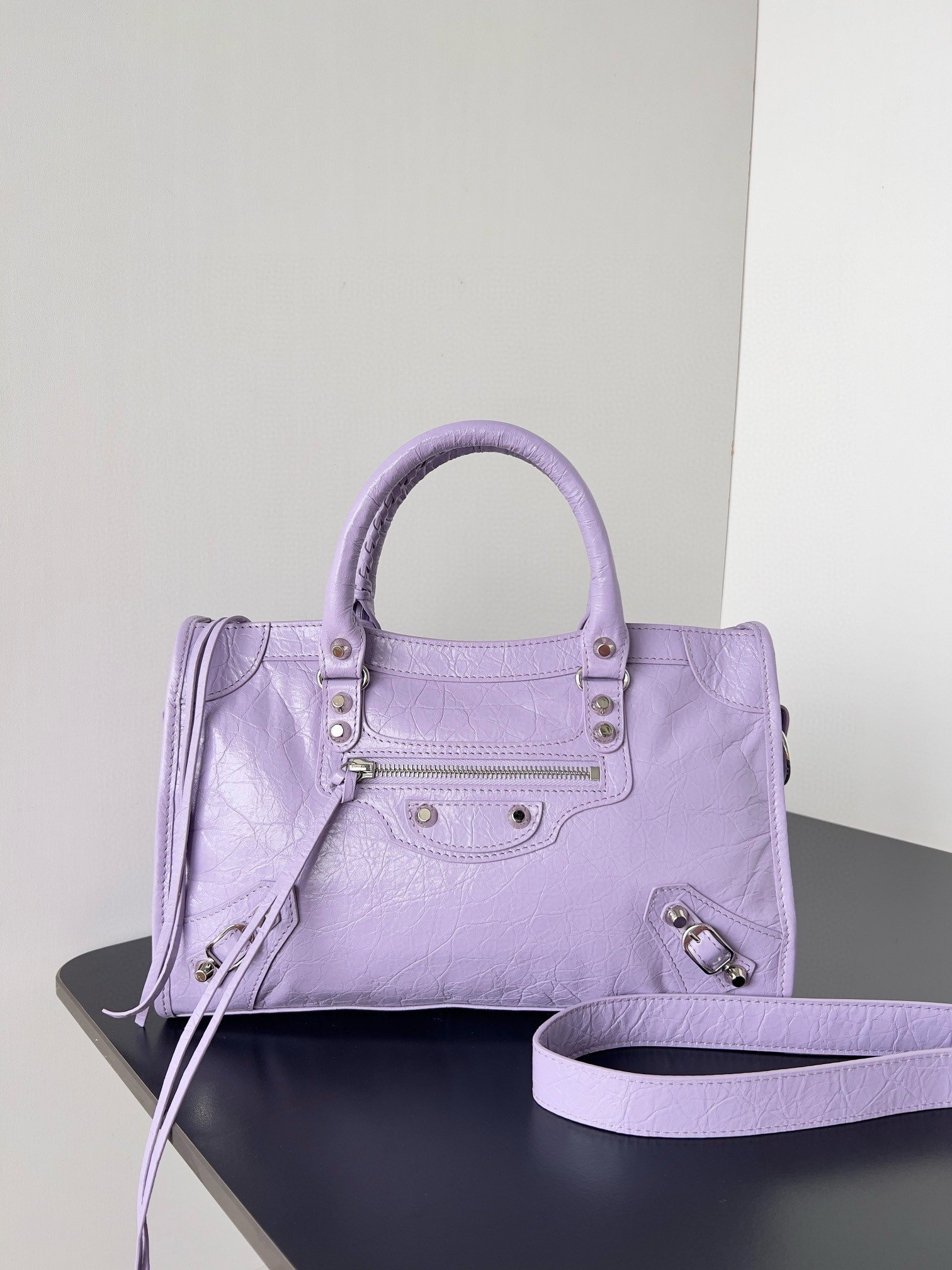 Balenciaga Le City Small Bag in Lilas Arena Lambskin