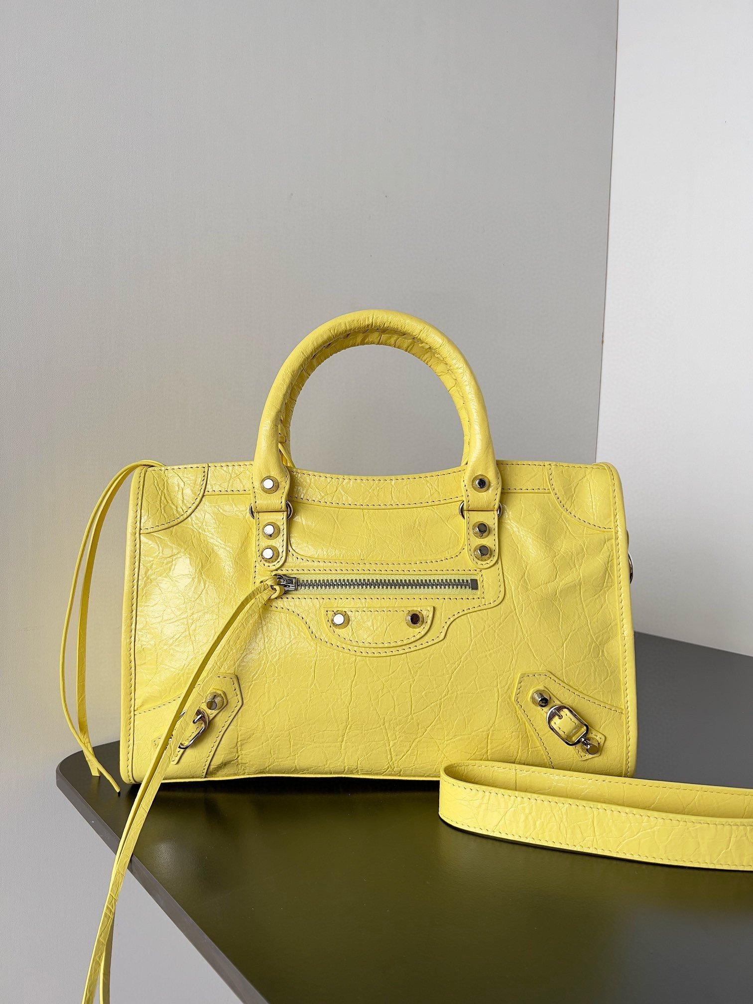 Balenciaga Le City Small Bag in Yellow Arena Lambskin