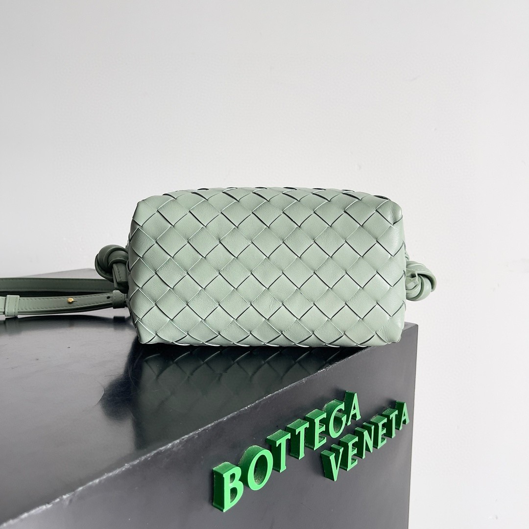 Bottega Veneta Small Loop Crossbody Bag In Sauge Intrecciato Lambskin