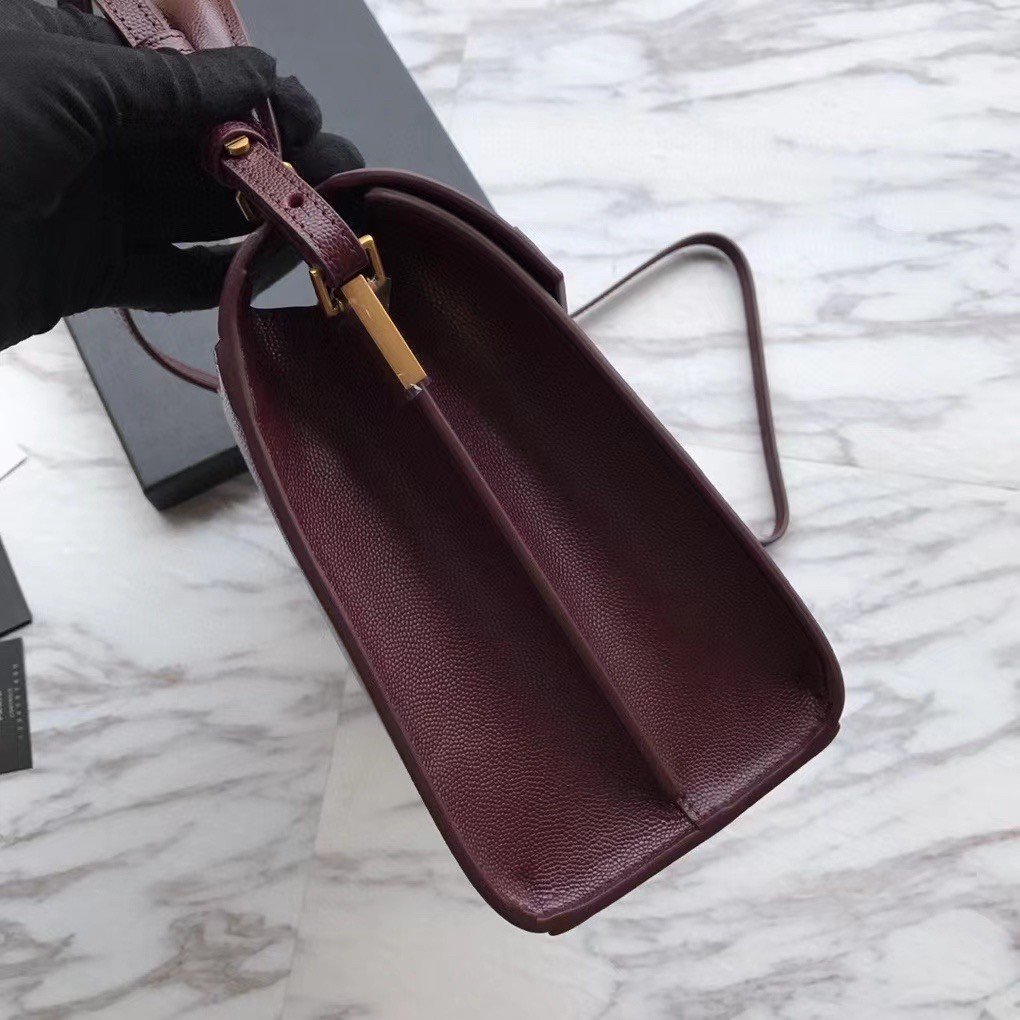 Saint Laurent Cassandra Medium Bag In Bordeaux Grained Leather