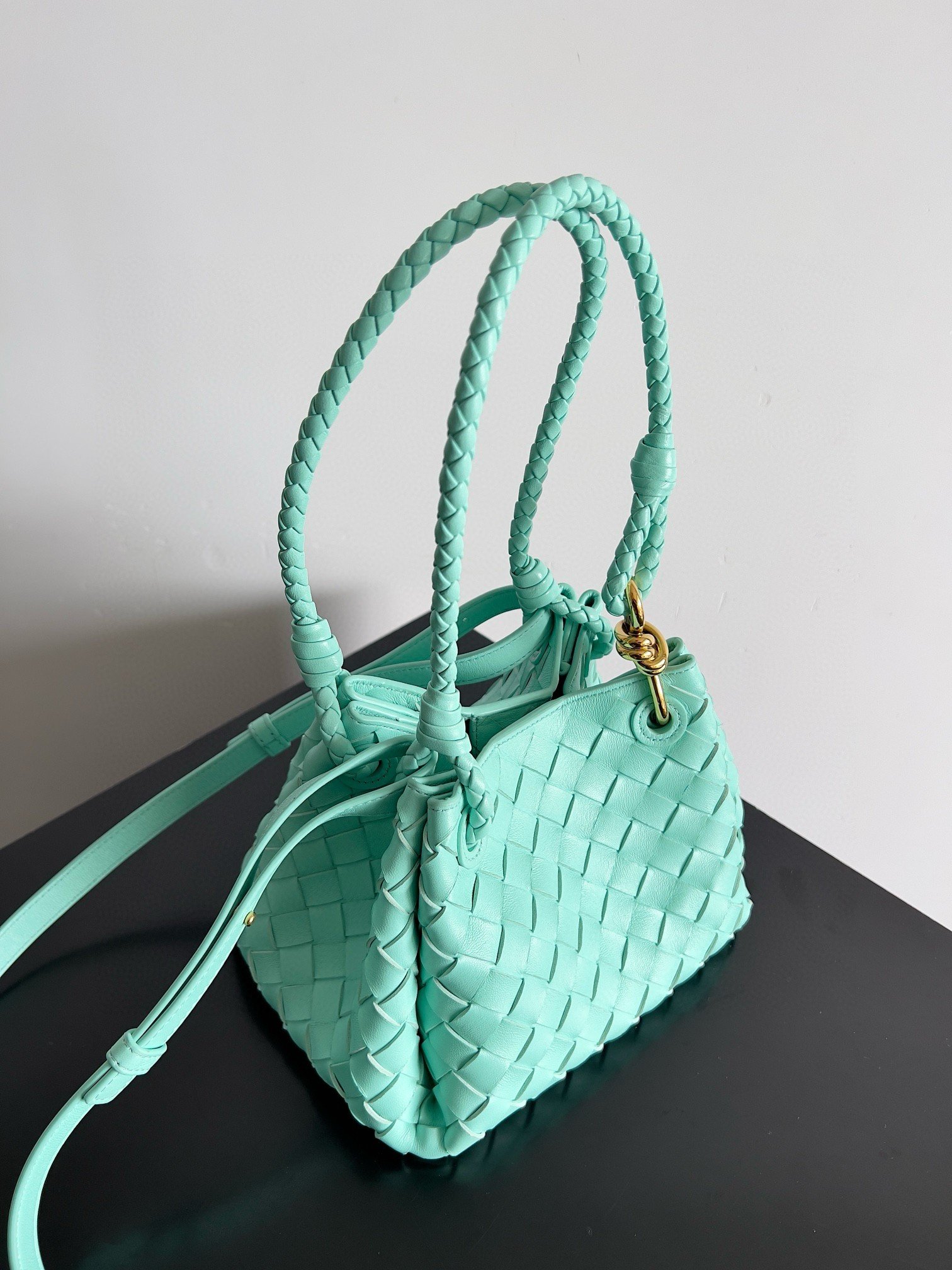 Bottega Veneta Parachute Small Bag in Green Oasis Intrecciato Lambskin