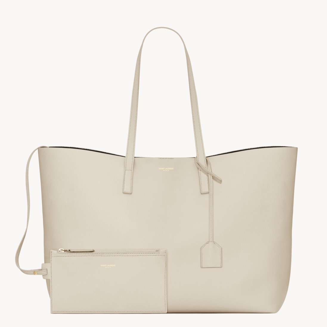 Saint Laurent Shopping Tote Bag in White Leather