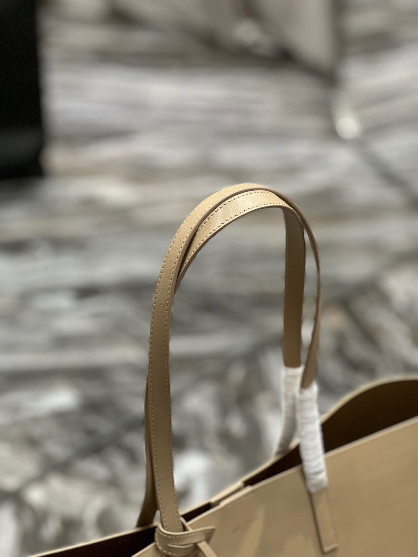 Saint Laurent Shopping Tote Bag in Beige Leather