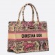 Dior Medium Dioriviera Book Tote in Raffia with Pink Toile de Jouy Sauvage Embroidery