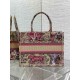 Dior Medium Dioriviera Book Tote in Raffia with Pink Toile de Jouy Sauvage Embroidery