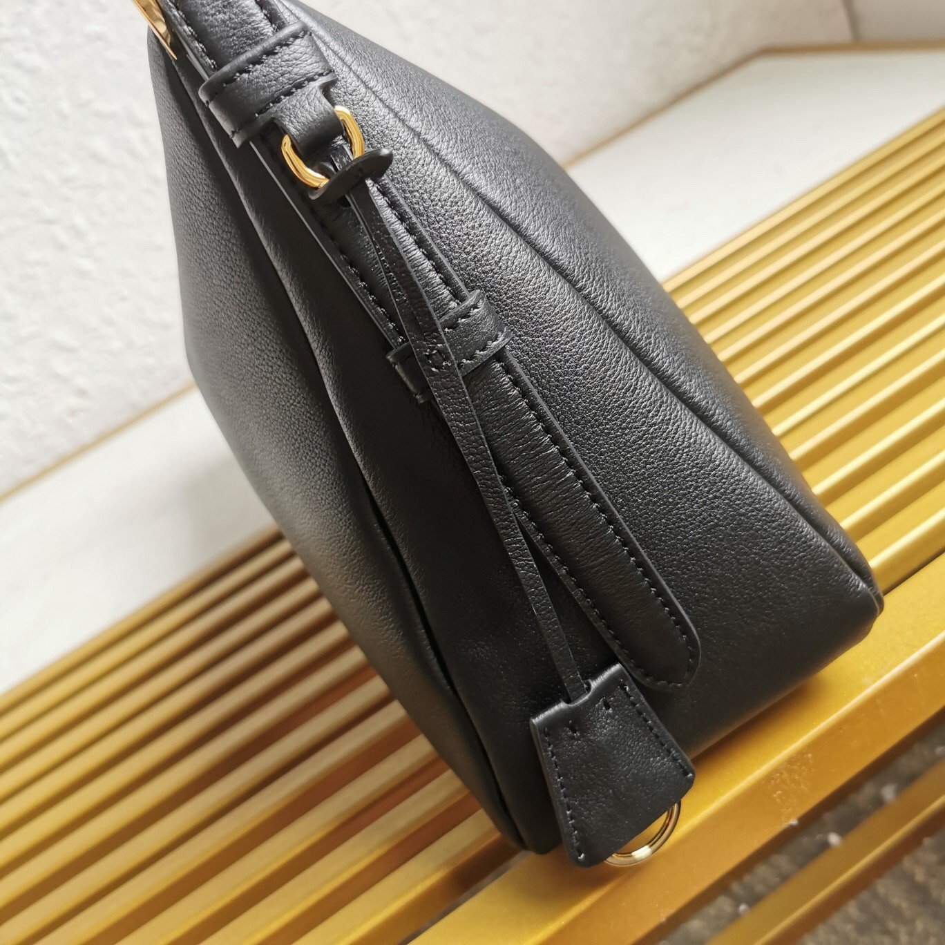 Prada Aimee Large Shoulder Bag in Black Leather