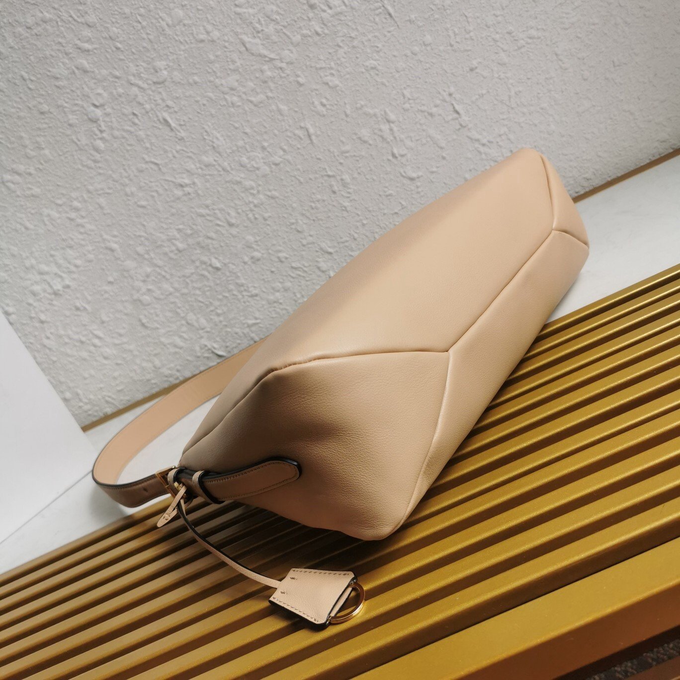 Prada Aimee Large Shoulder Bag in Travertine Leather