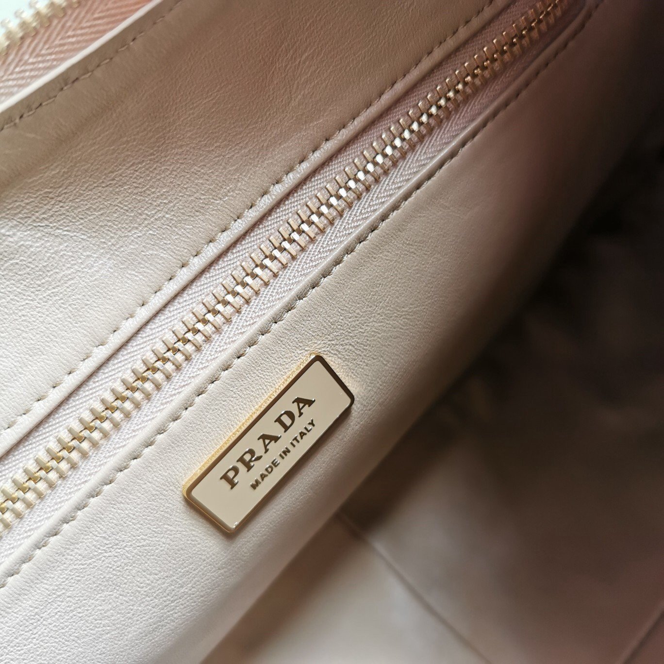 Prada Aimee Large Shoulder Bag in Travertine Leather