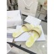 Dior Dioriviera Dway Slides in Lemon Yellow Toile de Jouy Sauvage Cotton