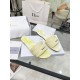 Dior Dioriviera Dway Slides in Lemon Yellow Toile de Jouy Sauvage Cotton