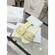 Dior Dioriviera Dway Slides in Lemon Yellow Toile de Jouy Sauvage Cotton