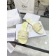 Dior Dioriviera Dway Slides in Lemon Yellow Toile de Jouy Sauvage Cotton