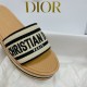 Dior Dioriviera Dway Platform Slides in Raffia and Black Embroidered Cotton