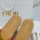 Dior Dioriviera Dway Platform Slides in Raffia and Pink Embroidered Cotton