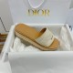 Dior Dioriviera Dway Platform Slides in Raffia and White Embroidered Cotton