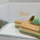 Dior Dioriviera Dway Platform Slides in Raffia and Aquamarina Embroidered Cotton