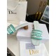 Dior Dway Heeled 35MM Slides in Green Houndstooth Embroidered Cotton