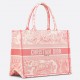 Dior Medium Dioriviera Book Tote in Pink Toile de Jouy Embroidery