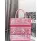 Dior Medium Dioriviera Book Tote in Pink Toile de Jouy Embroidery