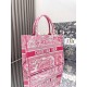 Dior Medium Dioriviera Book Tote in Pink Toile de Jouy Embroidery