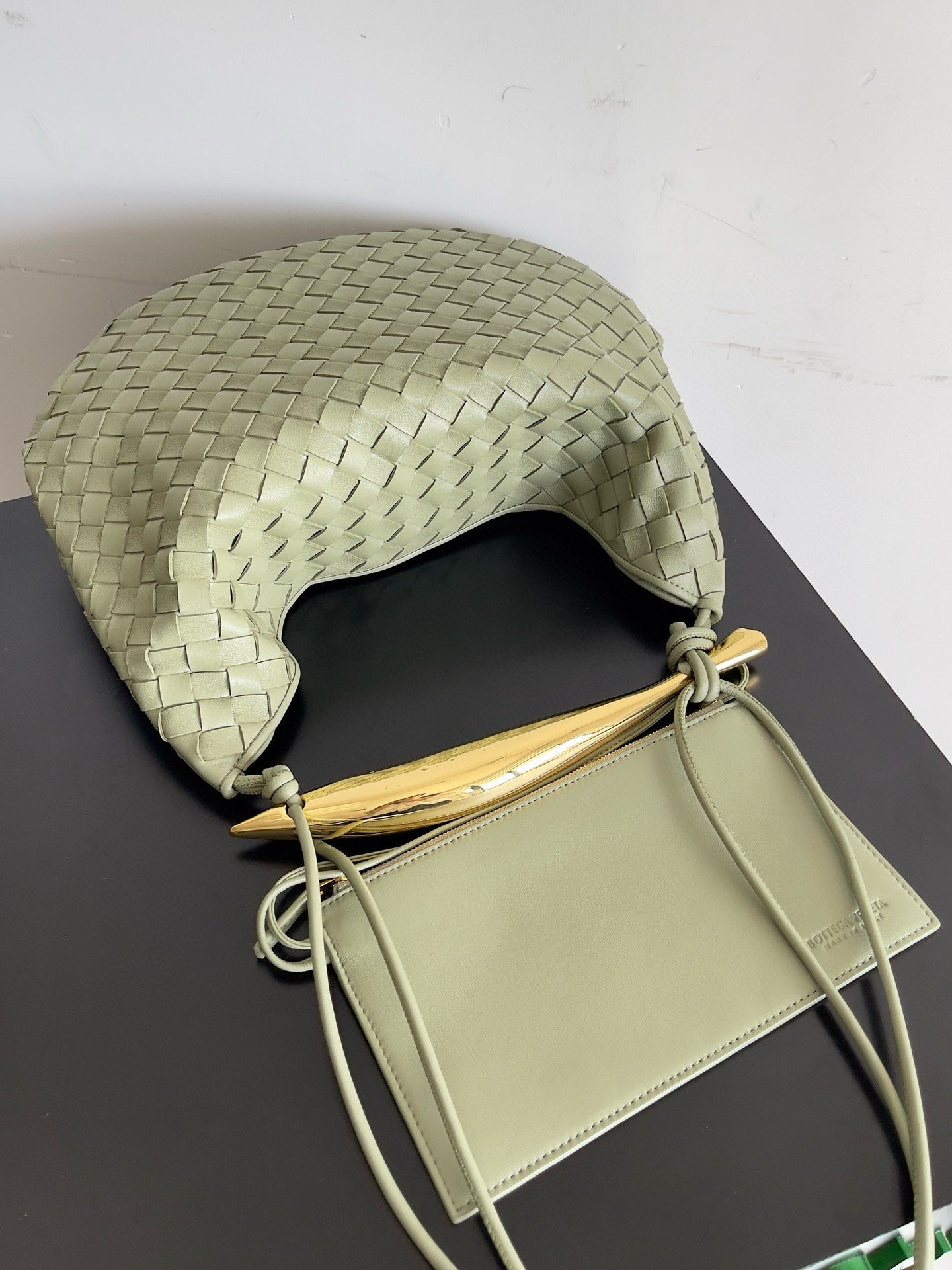 Bottega Veneta Sardine Medium Bag in Travertine Intrecciato Lambskin