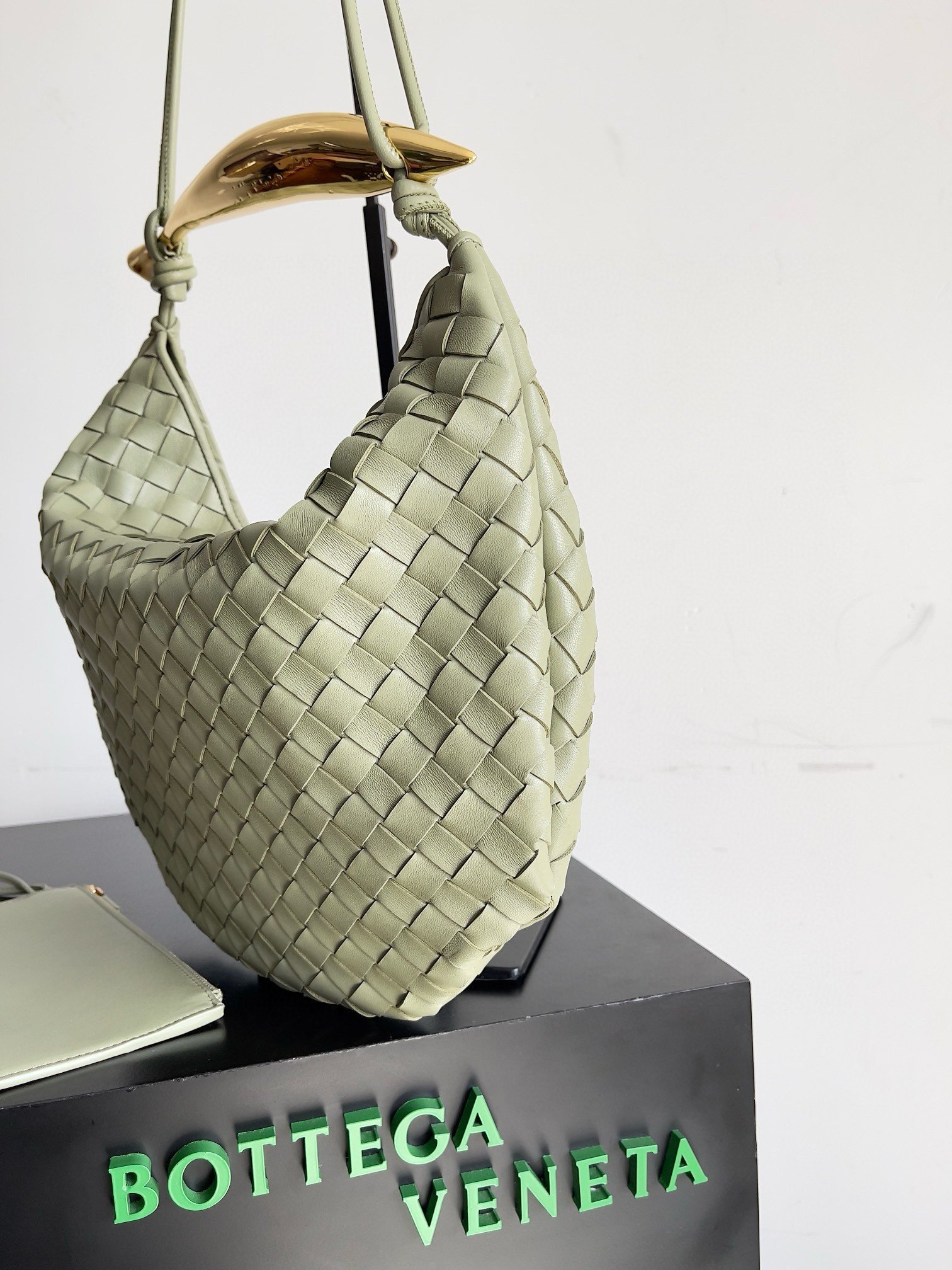 Bottega Veneta Sardine Medium Bag in Travertine Intrecciato Lambskin