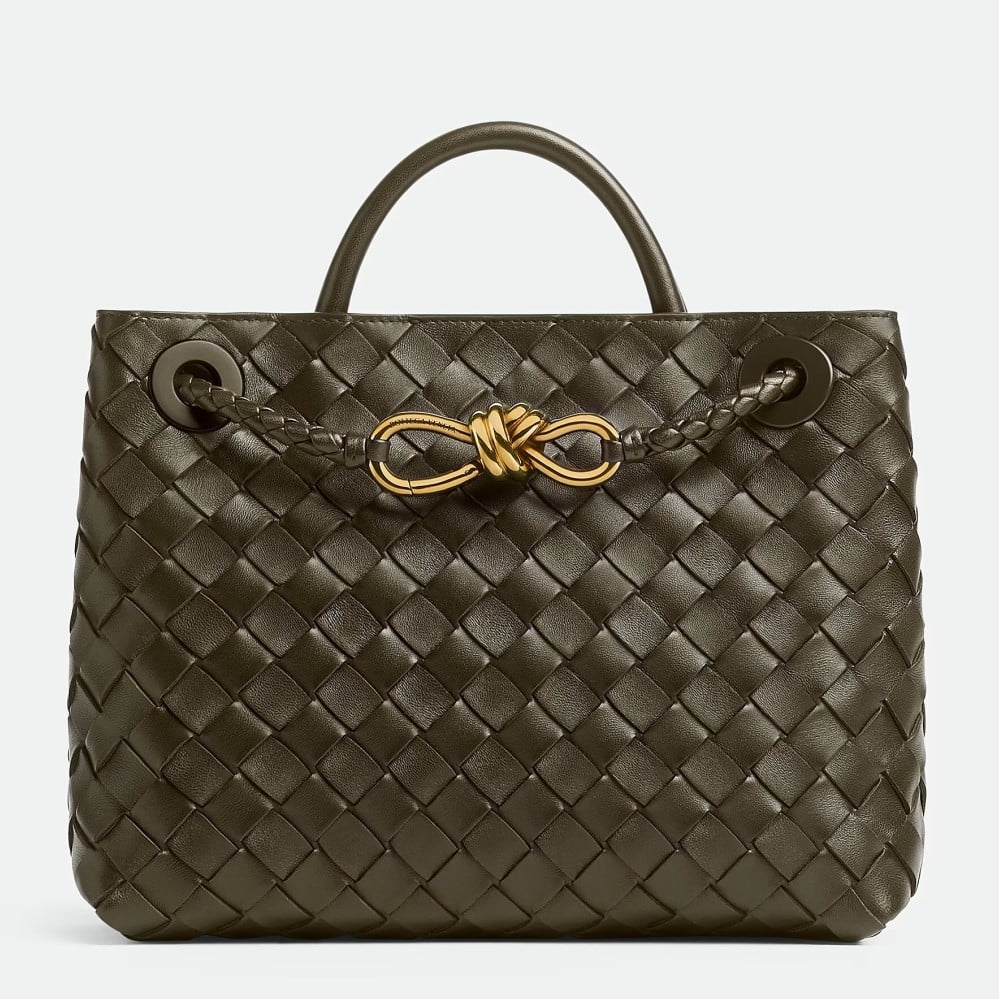 Bottega Veneta Andiamo Small Bag in Kaki Intrecciato Lambskin