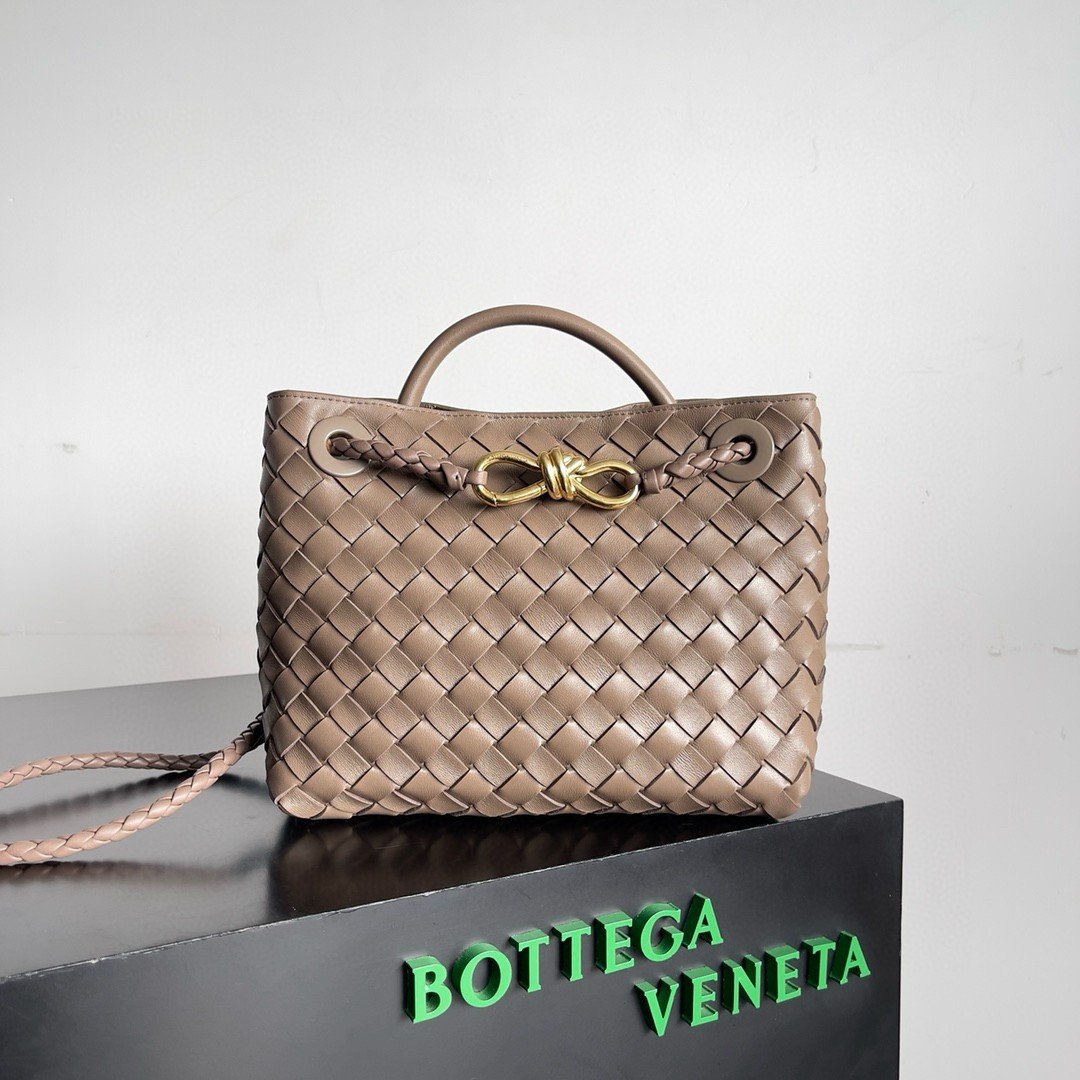 Bottega Veneta Andiamo Small Bag in Praline Intrecciato Lambskin