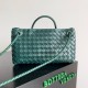 Bottega Veneta Andiamo Small East/West Bag in Green Intrecciato Lambskin