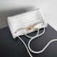 Bottega Veneta Andiamo Small East/West Bag in White Intrecciato Lambskin