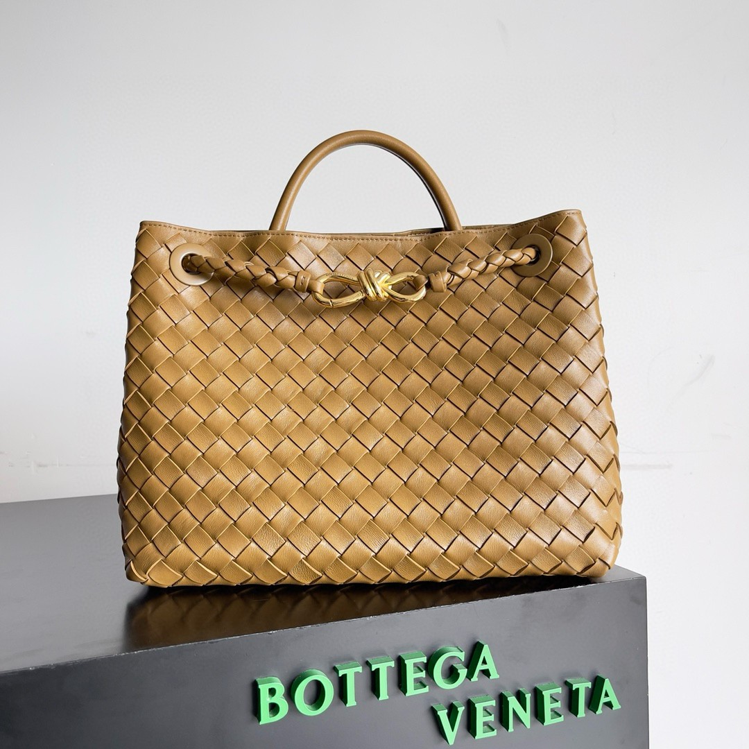 Bottega Veneta Medium Andiamo Bag In Praline Intrecciato Lambskin