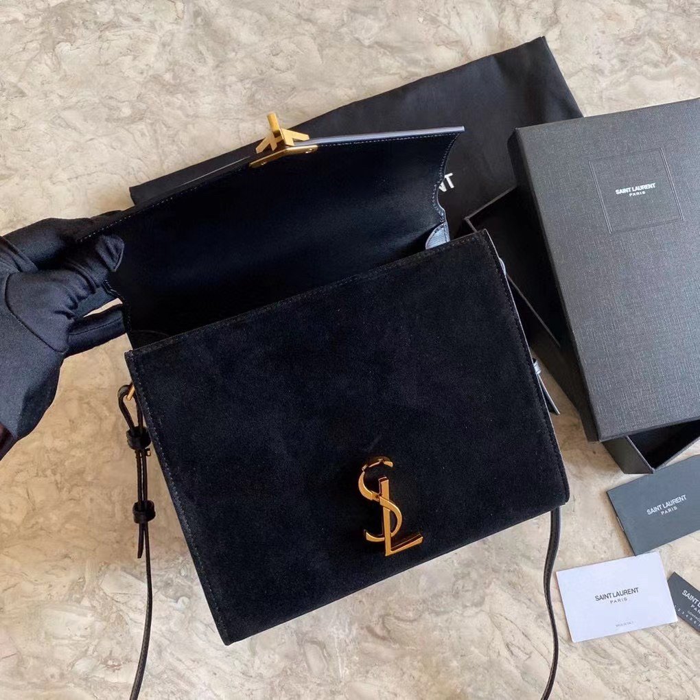 Saint Laurent Cassandra Medium Bag In Black Suede