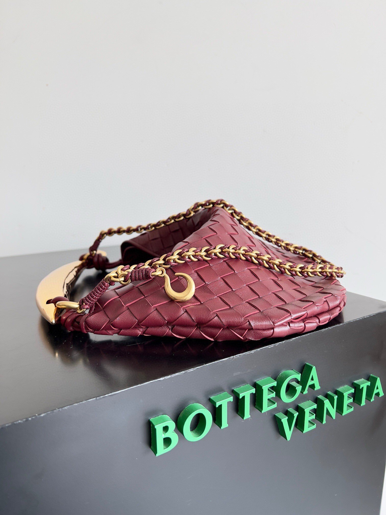 Bottega Veneta Sardine Small Bag with Chain in Barolo Lambskin