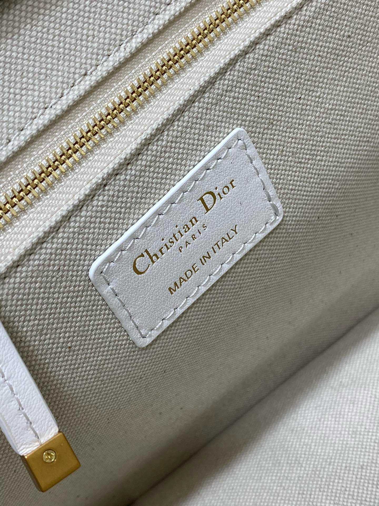 Dior Dioramour Small Book Tote Bag with Strap in Je Vous Adore Embroidery and White Calfskin