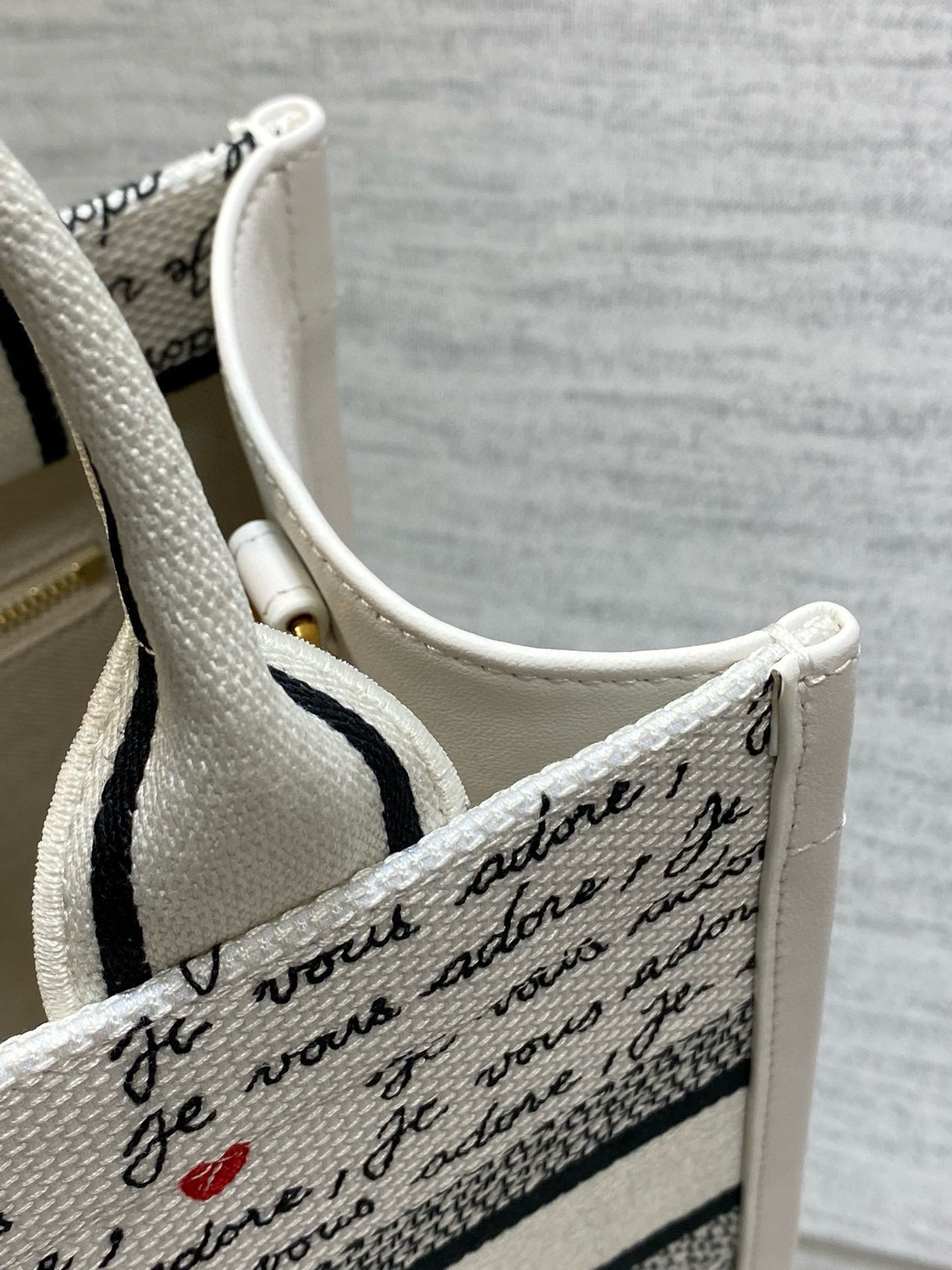 Dior Dioramour Small Book Tote Bag with Strap in Je Vous Adore Embroidery and White Calfskin