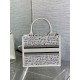 Dior Dioramour Small Book Tote Bag with Strap in Je Vous Adore Embroidery and White Calfskin