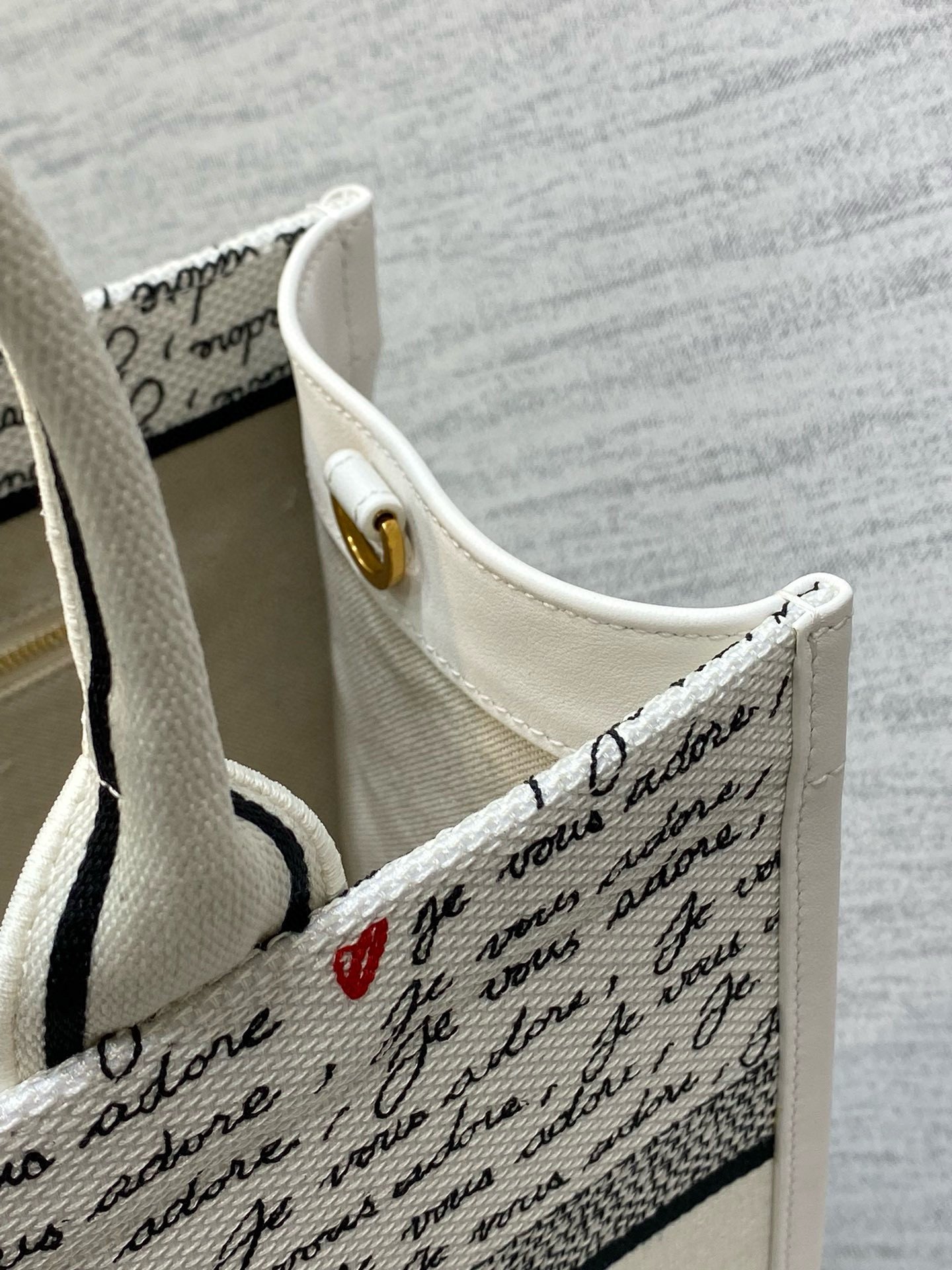 Dior Dioramour Medium Book Tote Bag with Strap in Je Vous Adore Embroidery and White Calfskin