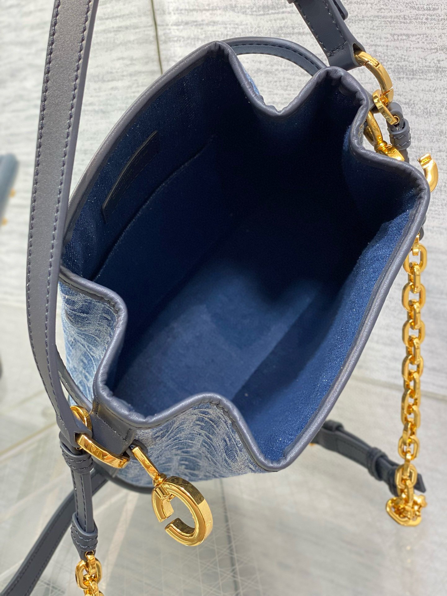 Dior C'est Medium Bag in Blue Denim Oblique Jacquard