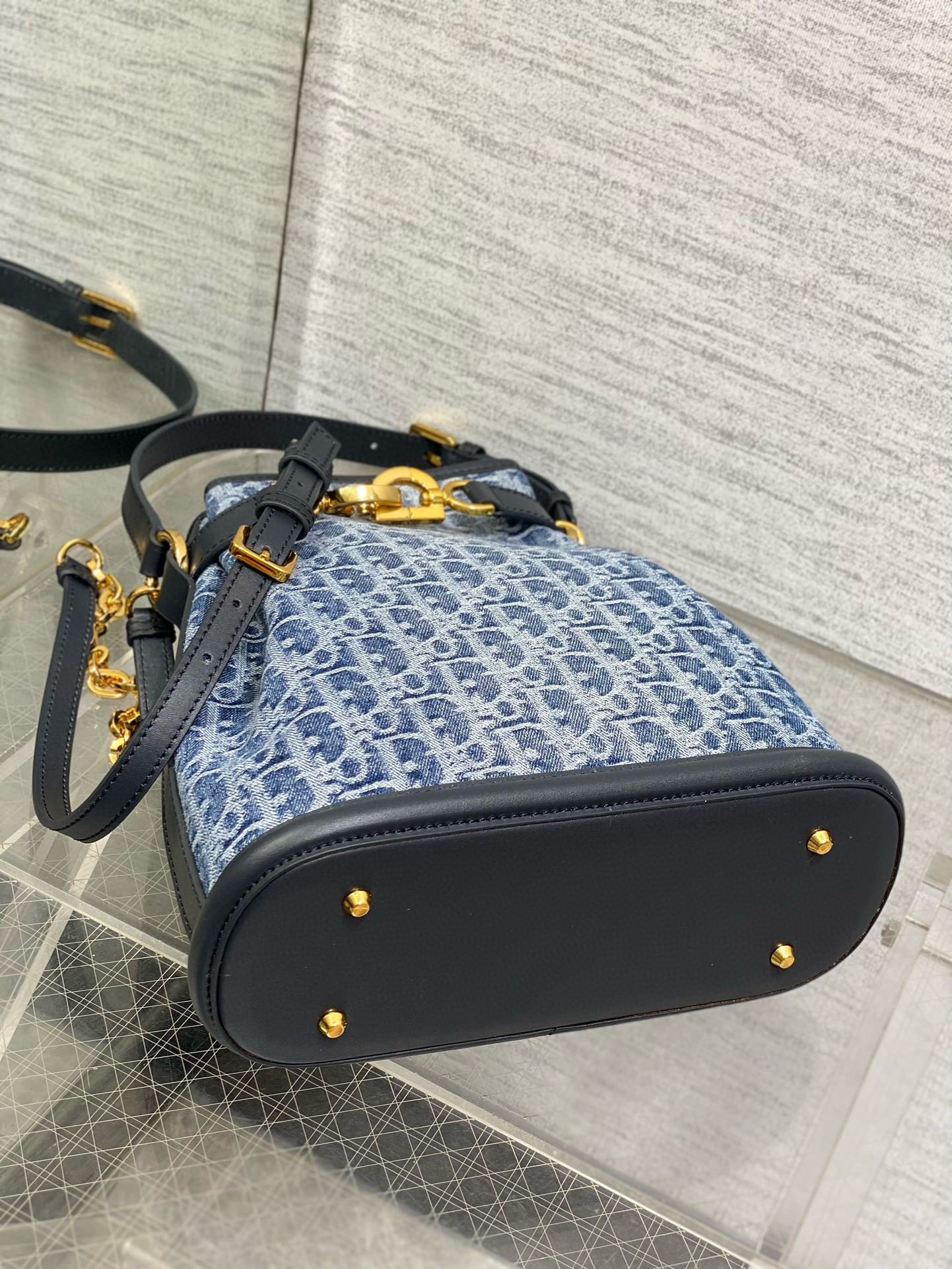 Dior C'est Medium Bag in Blue Denim Oblique Jacquard