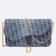 Dior Saddle Chain Pouch in Blue Denim Oblique Jacquard