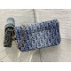 Dior Saddle Chain Pouch in Blue Denim Oblique Jacquard