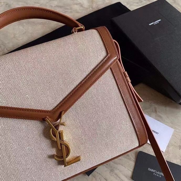 Saint Laurent Cassandra Medium Bag In Beige Canvas