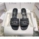 Dior Dway Heeled Black Slides with Metallic Thread and Strass